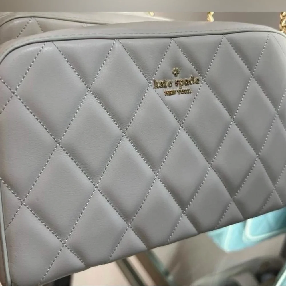 NWT Kate Spade Carey Chain Camera Bag in Stone Path Gray